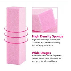 2Pcs Nail Buffer Blocks 4-Sided Sponge Professional Manicure Tool for Acrylic & Natural Nail Care