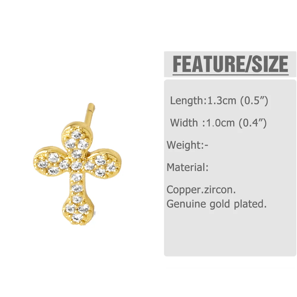 FLOLA Catholic Crystal Cross Stud Earrings for Women Clear Crystal Blessed Cross Ear Studs Small Jewelry Gifts ersa369