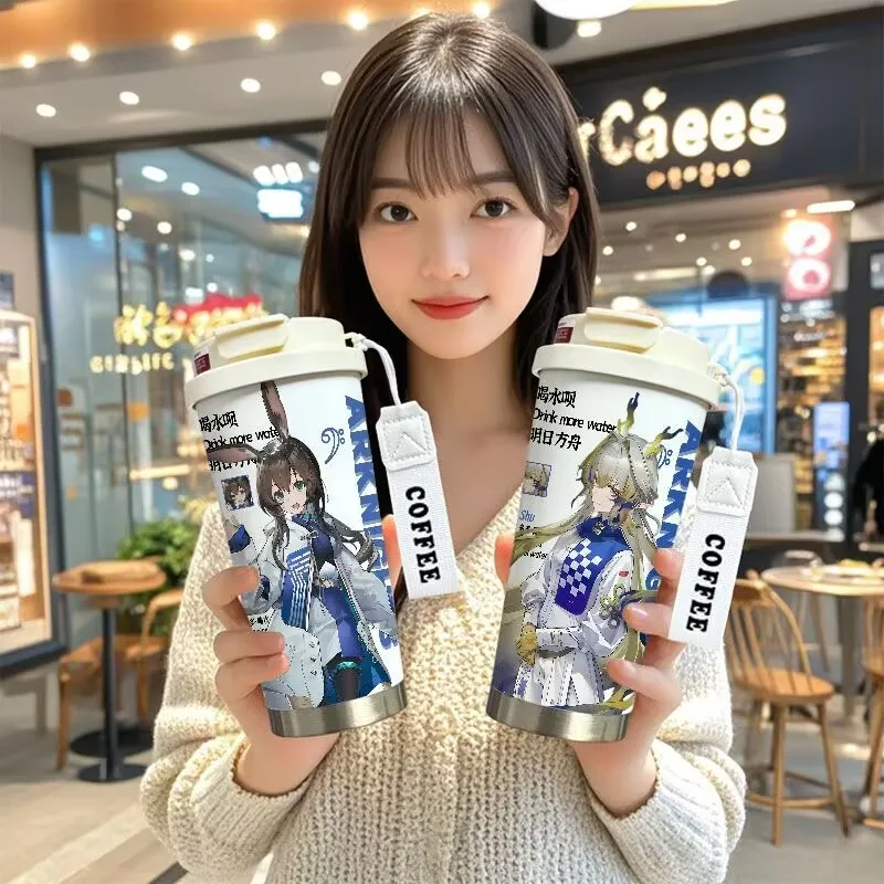 "Arknights" insulated cup peripheral 'Amiya Zuole Shu' children's large-capacity student stainless steel straw water cup