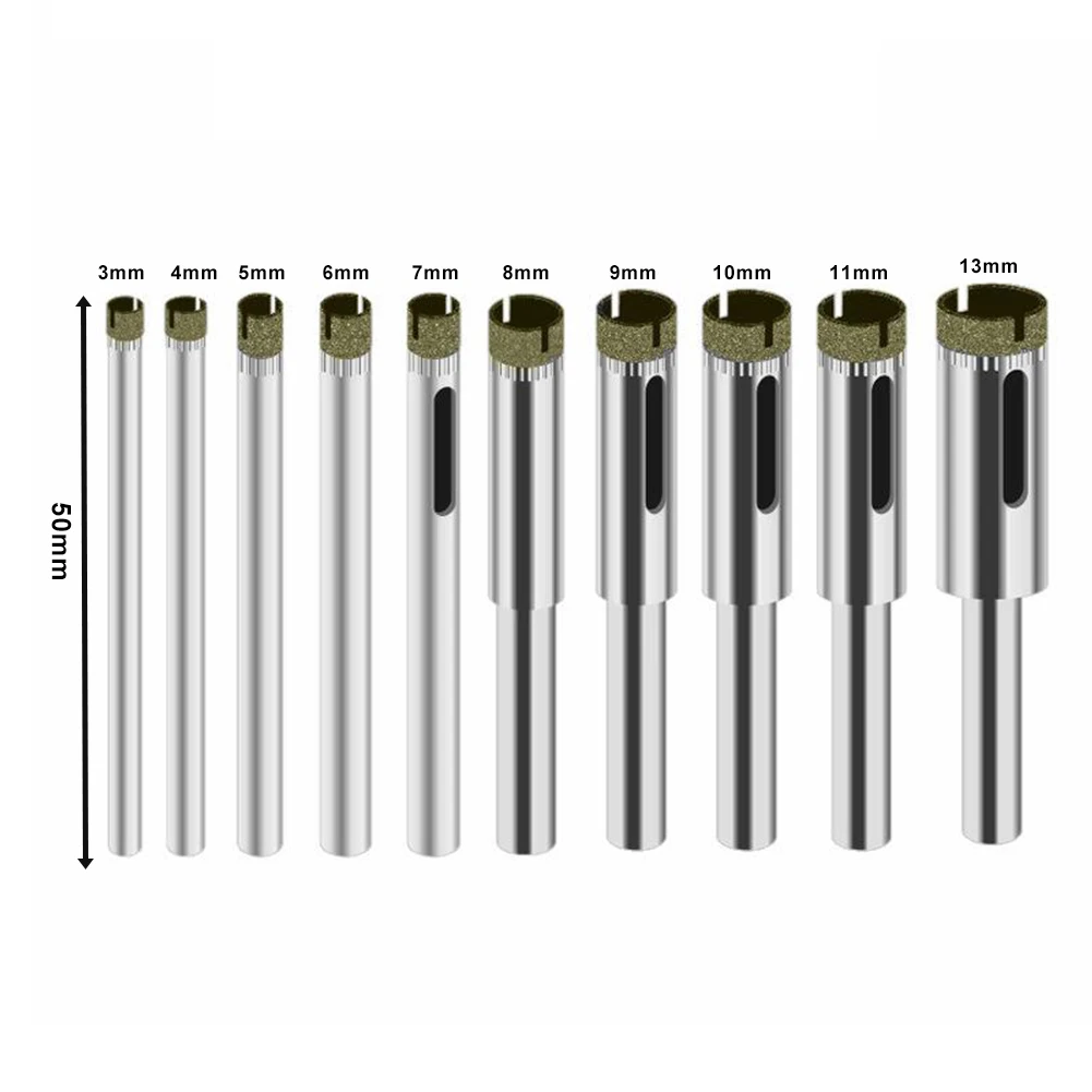 Imagem -06 - Diamante Revestido Hss Broca Conjunto Telha Vidro de Mármore Cerâmica Buraco Viu Bocados de Perfuração para Ferramentas Elétricas Mm13 mm 10 Peças