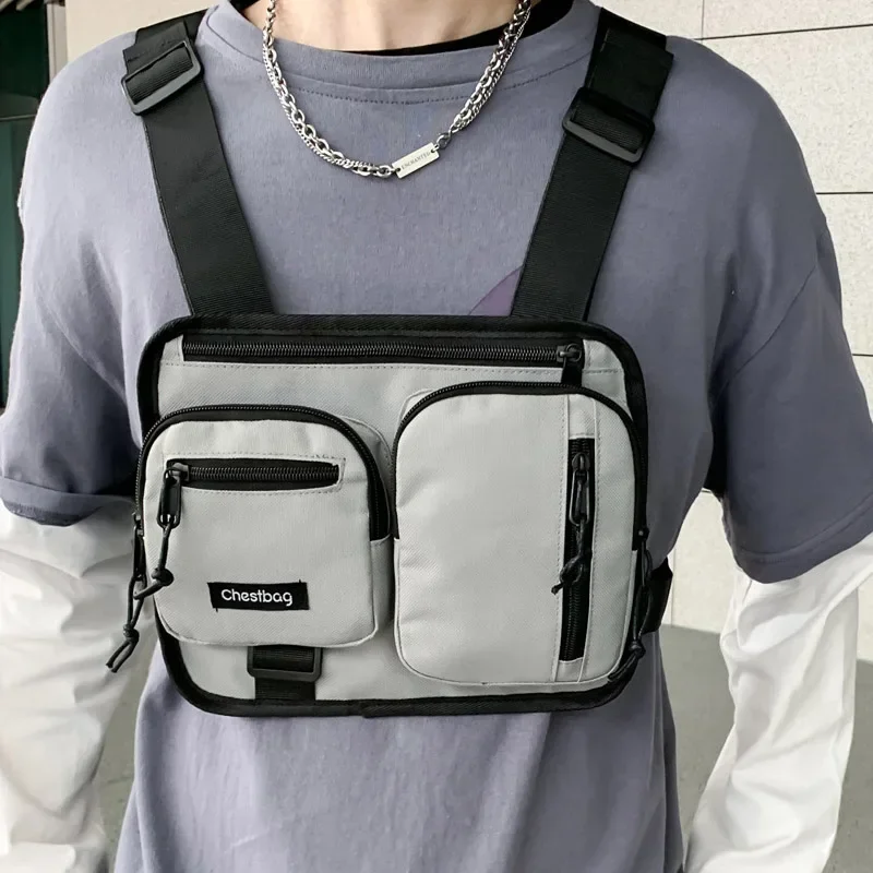 Hip Hop Men Chest Bags 2024 NEW Vest Fashion Streetwear Chest Packs Multi-function Travel Crossbody Bag Male Casual Sport Pocket