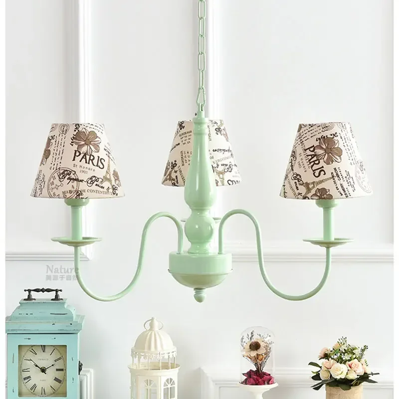 Chandelier European Style 3 Arms Fabric lampshade 90-260V included LED bulb Romantic and warm Girl Children bed room chandelier