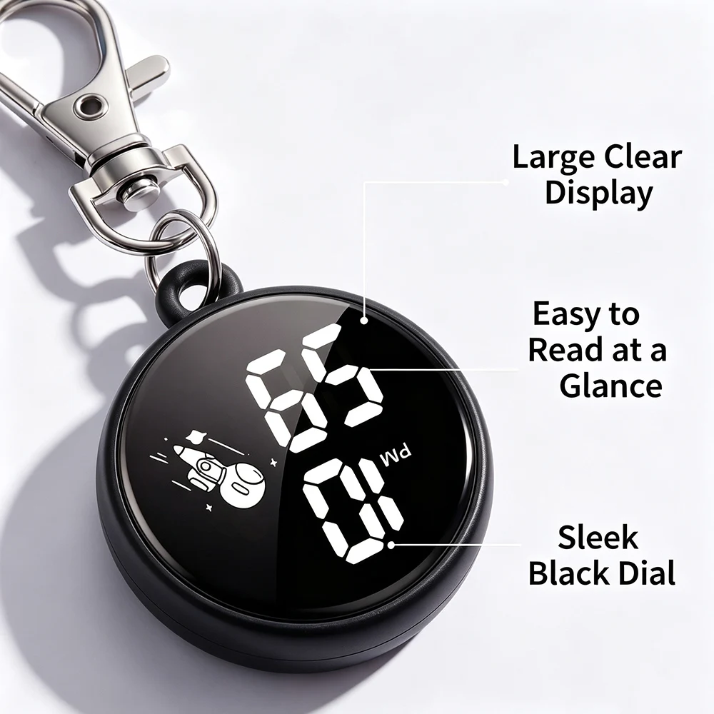 Children's Portable Digital Exam Pocket Watch, Keychain Design