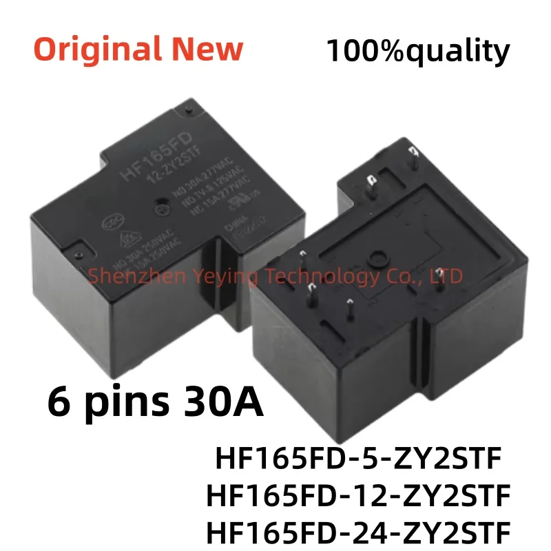 10Pcs/Lot 100% New Hf165Fd-5-Zy2Stf Hf165Fd-12-Zy2Stf Hf165Fd-24-Zy2Stf 6 Pins 30A, One Open and One Closed
