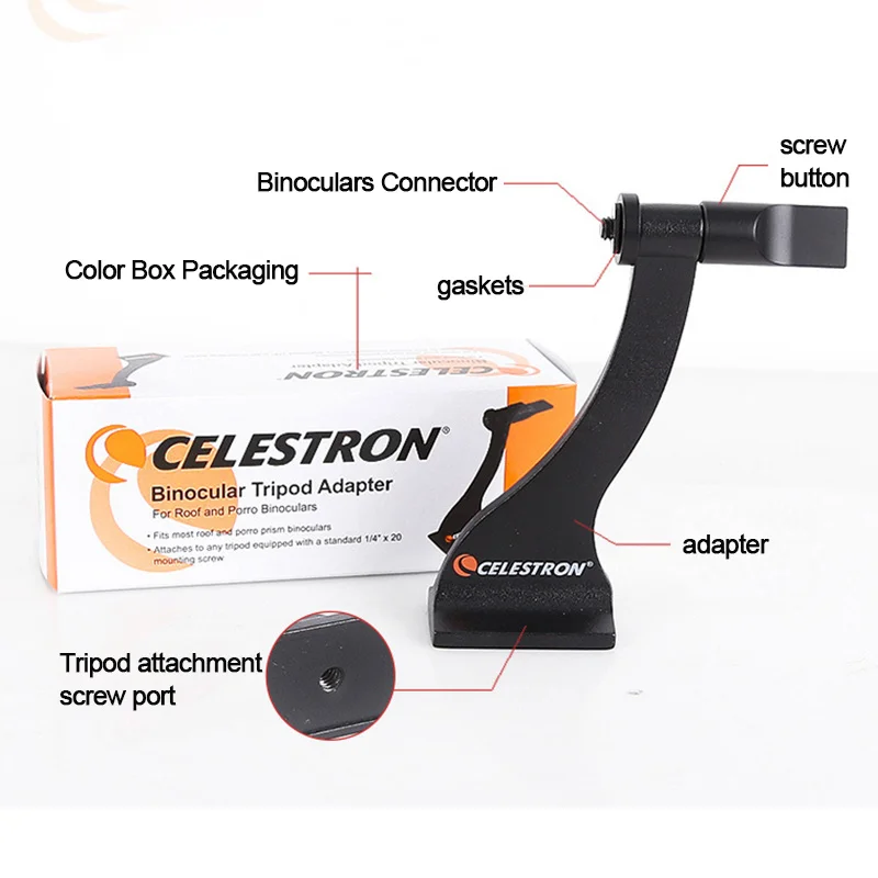 Universal Celestron Binocular Tripod Adapter Converter Mount Bracket Portable Fully Metal for Roof and Porro Binoculars
