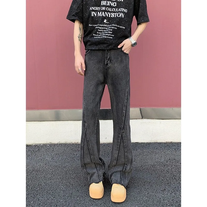 

2026 New Retro Gradient Distressed Jeans Vintage Deconstructed Patchwork Washed Pants Men's Straight
