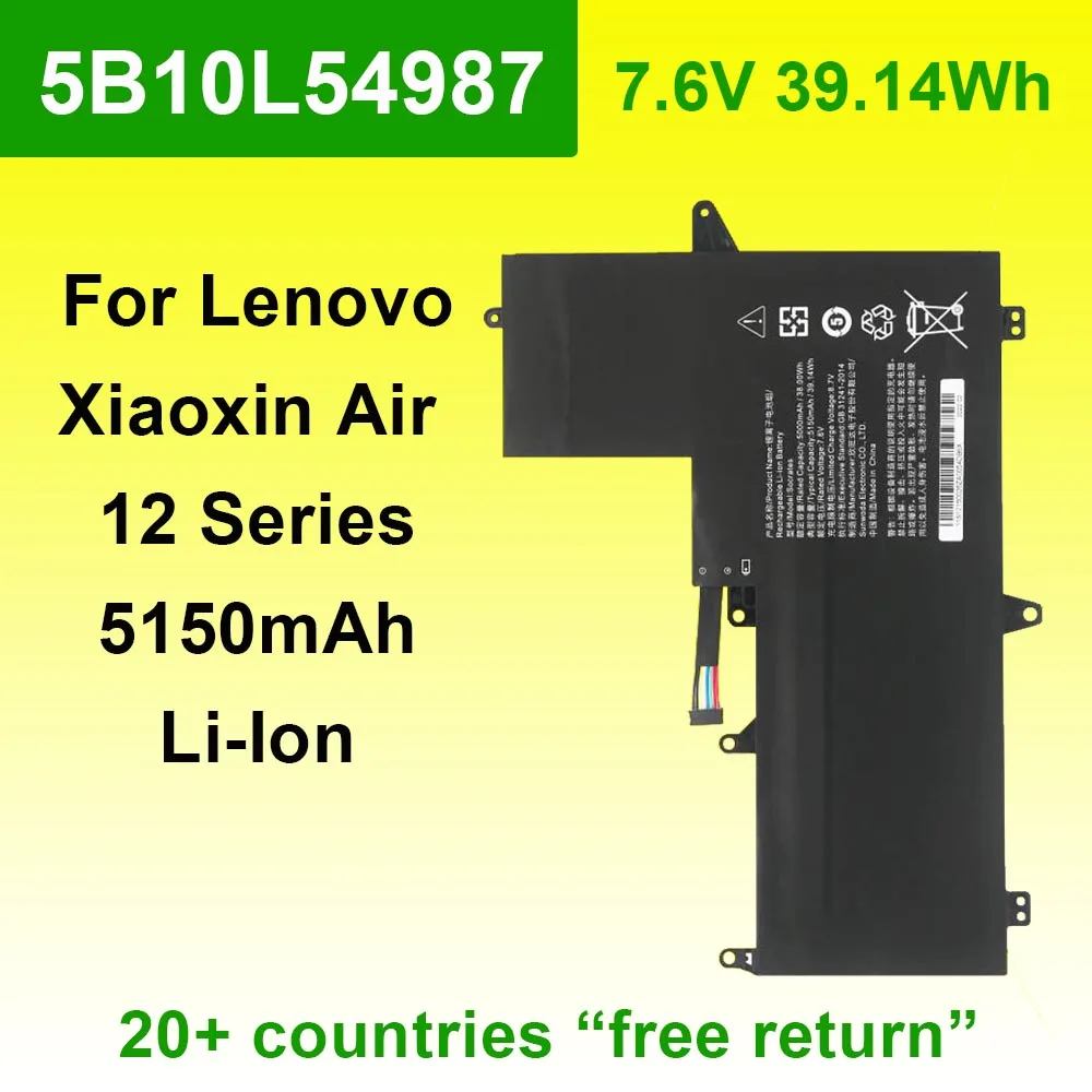 

For Lenovo Xiaoxin Air 12 Socrates 5B10L54987 Laptop Battery 7.6V 39.14Wh 5150mAh Rechargeable Li-Ion Batteries High Quality