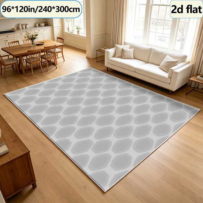 Light Gray Hand-Painted Oval Texture Carpet, Square Carpet, Non-Slip, Washable Floor Carpet Suitable for Dormitory, Bedroom, Home Decoration