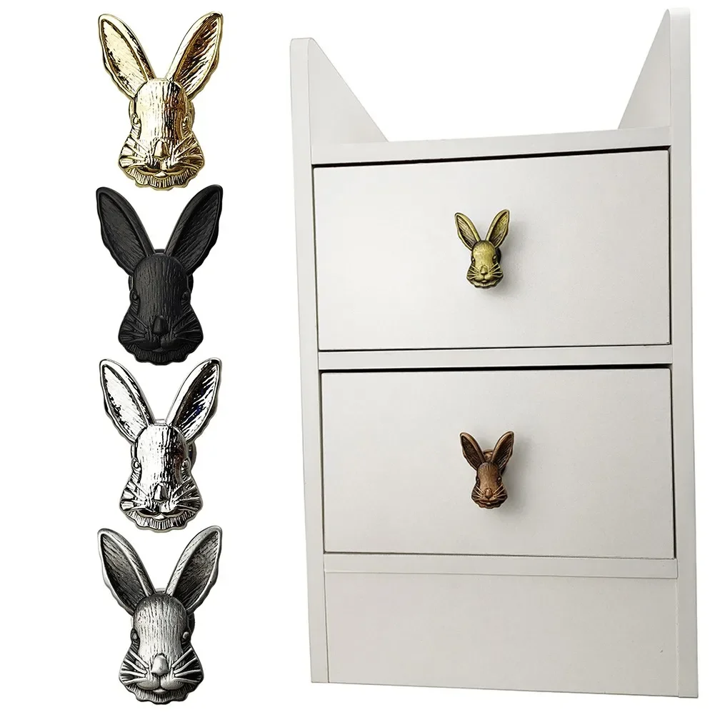 1pc Rabbit Shape Zinc Alloy Furniture Handle Door Knobs Handles Cabinets Drawer Metal Craft Handles For Children Room Decoration