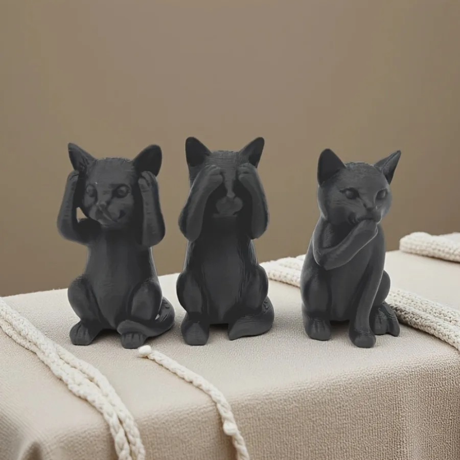 3 منحوتات للقطط ثلاثية الحكيمة، زخارف حكيمة لا تستمع، أو تشاهد أو سماعه، رائحة الشر ولكن ليس جيدًا، لا ترى الشر ولكن لا ترى جيدًا، لا ترى عشاق القطط، ديكورات مثالية لهواهم الذين يحبون الحكمة المهترفين، "أثاثًا فريدًا "