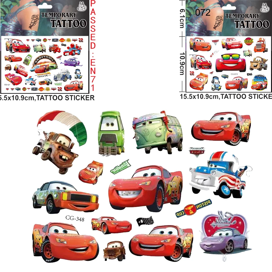 

Lightning McQueen Car Tattoo Stickers for Kids Temporary Body Art Party Favor Gifts Pinata Fillers Wedding Children's Toys