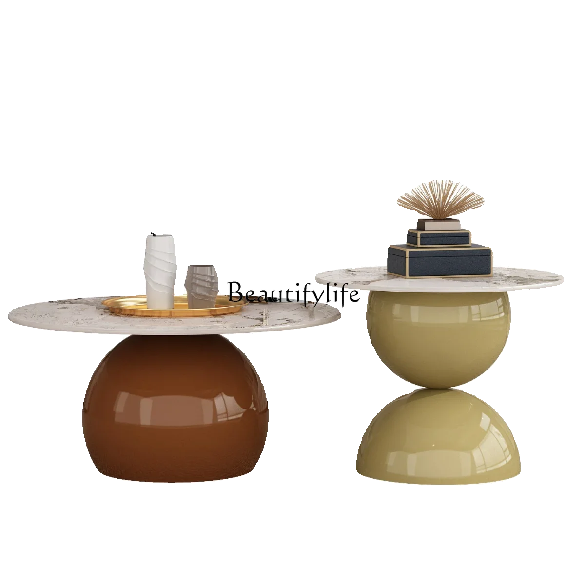 

FG11-*rock slab coffee table modern simple small apartment creative living room home light luxury cream style art round coffee t