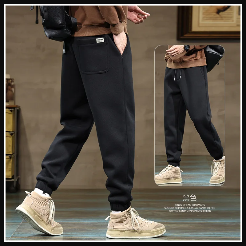 

Повседневные брюки, мужские осенне-зимние утолщенные флисовые свободные спортивные брюки большого размера, модные мужские эластичные спортивные штаны