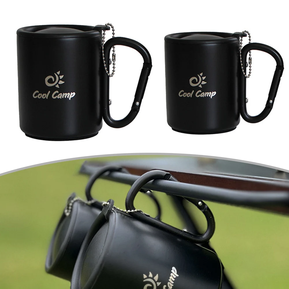 

Camping Carabiner Water Mug With Lid Stainless Steel Double-layer Insulated Coffee Cup For Outdoor Hiking Mug With Buckle Handle