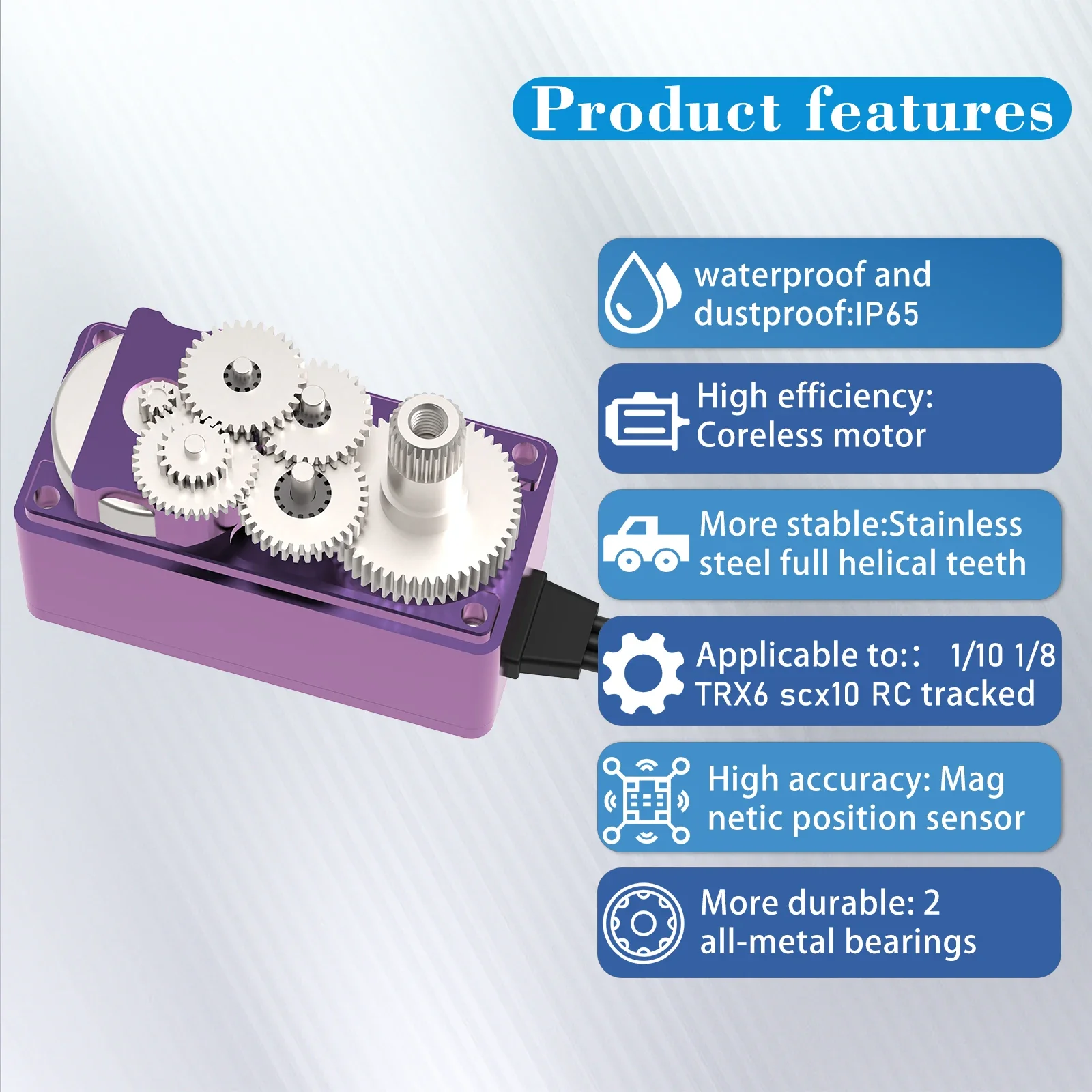 Yipinservo-Servo RC sin núcleo Digital de alta velocidad, perfil bajo, 20KG, Servo de cuerpo corto de alto par para coches RC 1/8 1/10 Drift