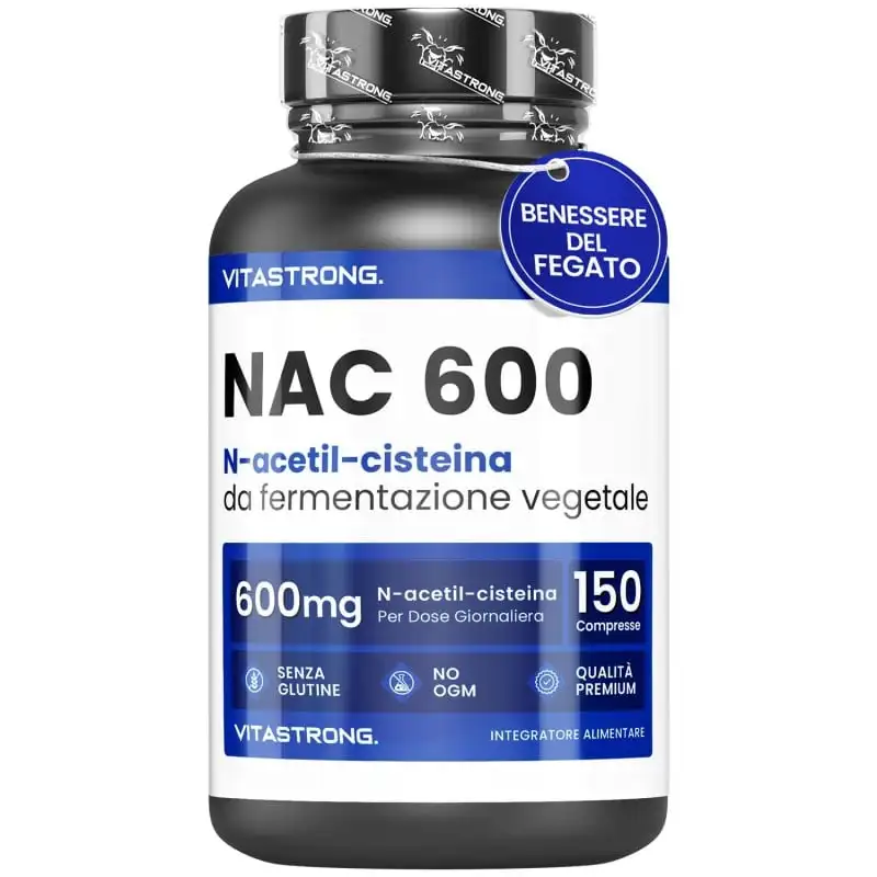 NAC N-Acetil-Cisteina 600mg da Fermentazione Vegetale, Precursore del Glutatione, NAC Integratore da 150 Compresse Vegan Acetilcisteina 600 mg (1 al Giorno per 5 Mesi), Qualità Premium Vitastrong