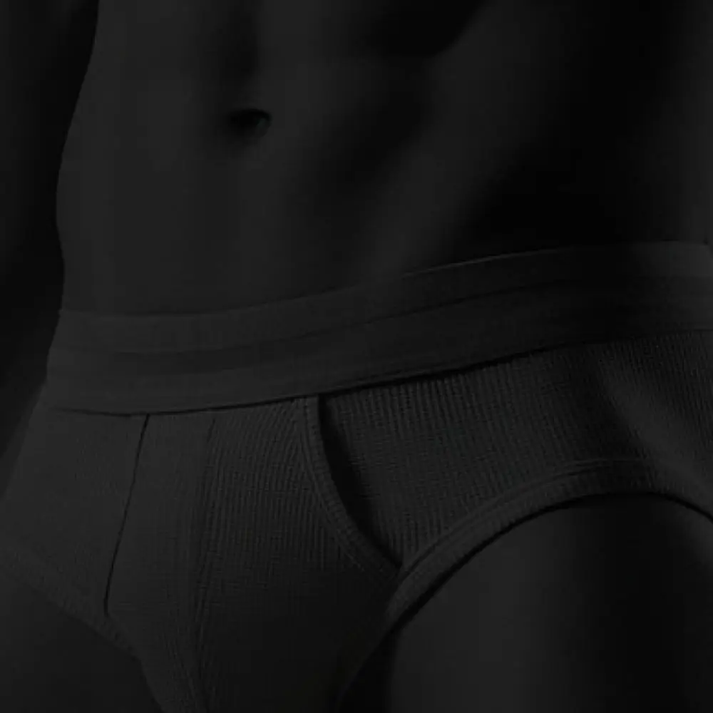 Waffle Knit Mens Underwear Modal Briefs Breathable Mid Waist Soft Elastic Support Solid Color Underpants For Sports Outdoor