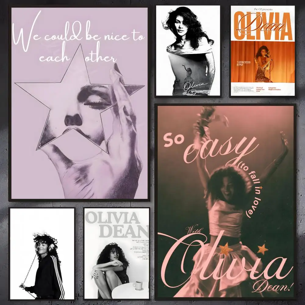 Singer Olivia Dean Poster Self-adhesive Waterproof Paper Sticker Coffee House Bar Room Wall Decor