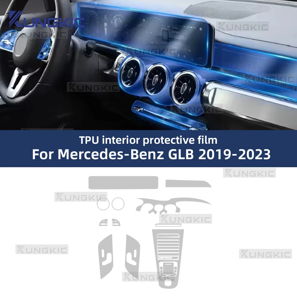 

ТПУ для Mercedes-Benz GLB Class X247 2019 2020 2021 2022 2023, защитная пленка для салона автомобиля, наклейка на центральную консоль, отделка приборной панели