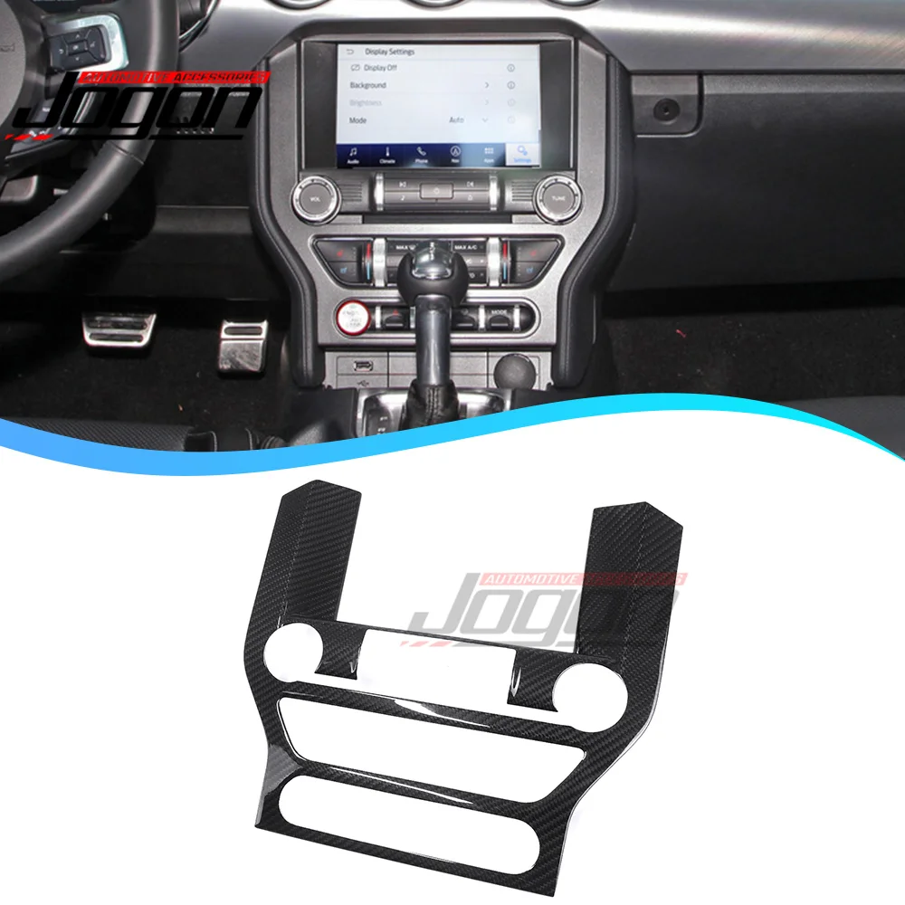 

For Ford Mustang GT 2018-2021 Real Carbon Fiber Car Interior Central GPS Display Frame Radio Stereo Panel Cover Trim Accessories