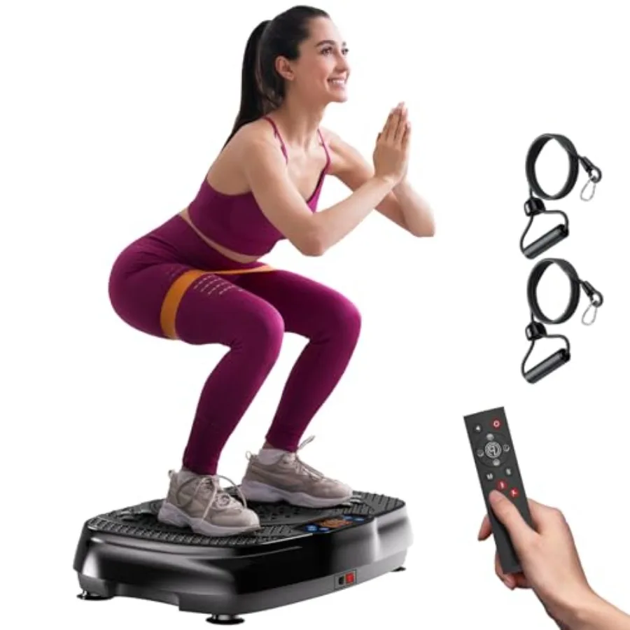 

Home fitness vibration plate machine for weight loss and lymphatic drainage: 400lbs capacity shake platform black ABS plastic c