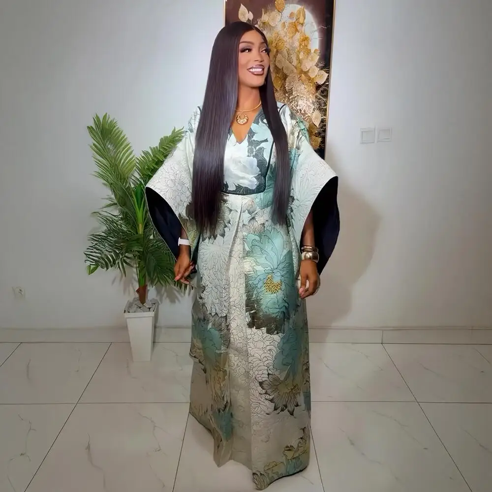Vestidos Africanos Elegantes para Mujer 2025, Vestidos Turcos de Lujo para Mujer Africana, Vestidos Africanos de Lujo para Mujer con Pañuelo para la Cabeza
