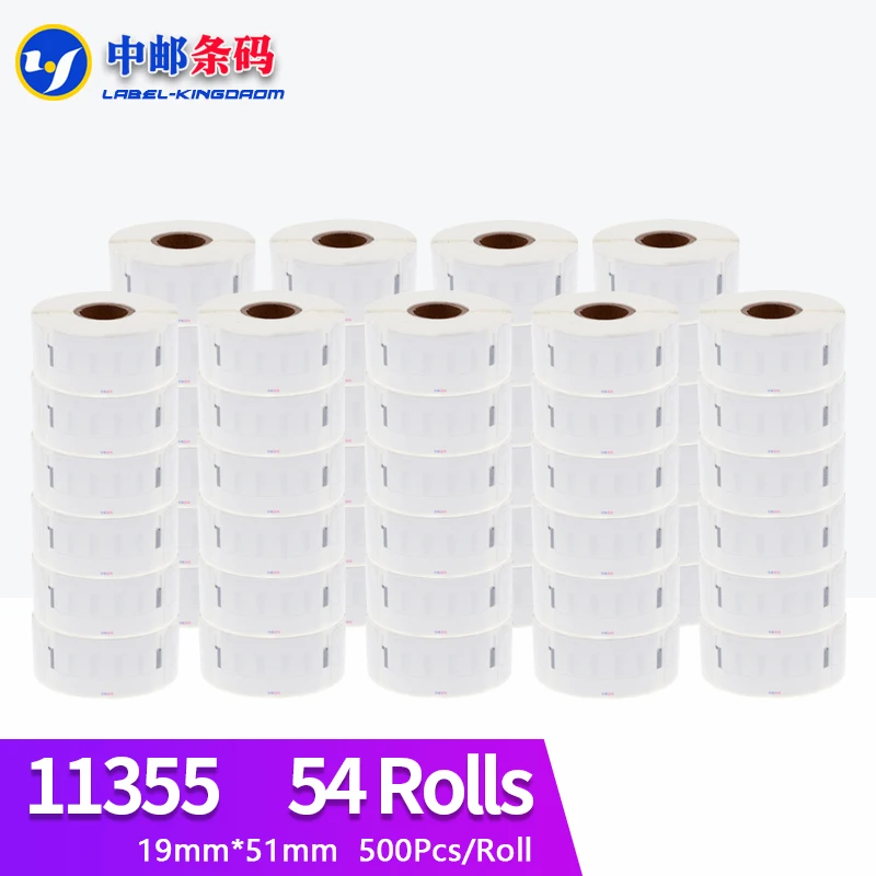 

54 Rolls Dymo Generic 11355 Label Sticker 19mm*51mm 500Pcs Compatible for LabelWriter400 LW450 Turbo Thermal Printer