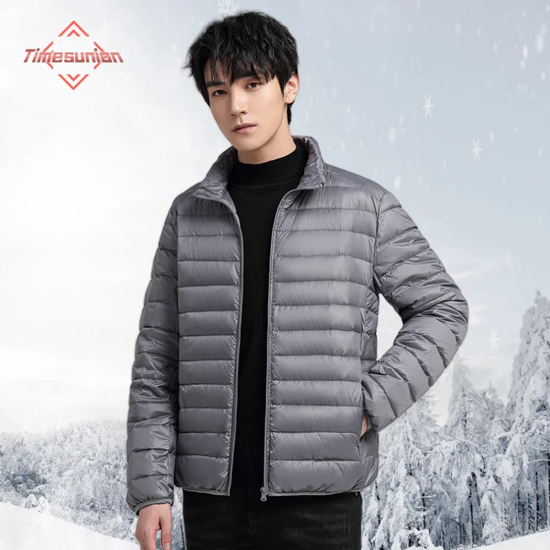 Autumn Winter Jacket for Men White Duck Down Jacket Ultra Light Thin M-6XL Spring Jackets Men Stand Collar Outerwear Coat