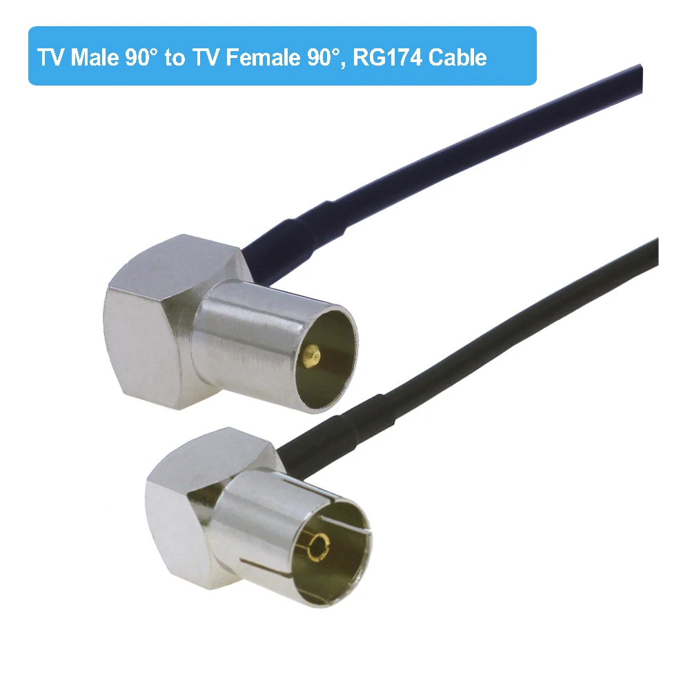 RF TV Aerial Coaxial Cable 90 Degree Male to Female Satellite Antenna Cable 50 Ohm RG174 Pigtail RF Coax Jumper Cable Adapter