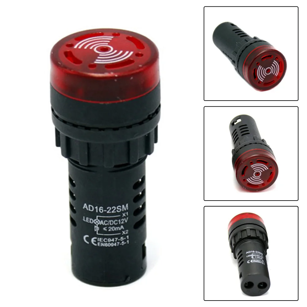 Signal lumineux LED rouge 22MM dispositif 28*67*20mm Alarme sonore AD16-22SM CA/DC12V 24V 220V Flash Buzzer