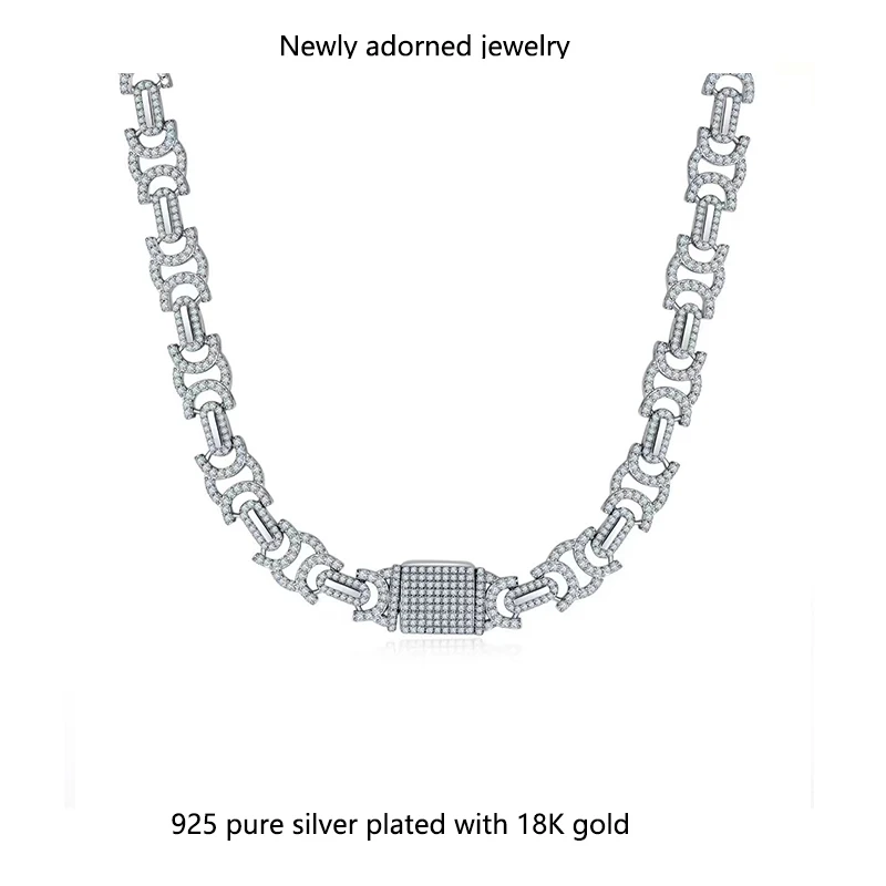 

S925 silver inlaid 1.5/1.3mm moissanite Cuban chain for men, new cross-border e-commerce live-streaming product, direct sales fr