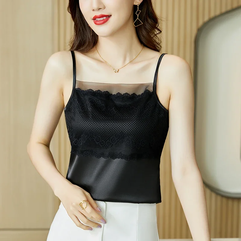 2025 Summer Women Blouse Lace V-Neck Tank Tops Slim Elegant Womens Tops Fashion Women's Clothing Casual White Blouse Corset Top