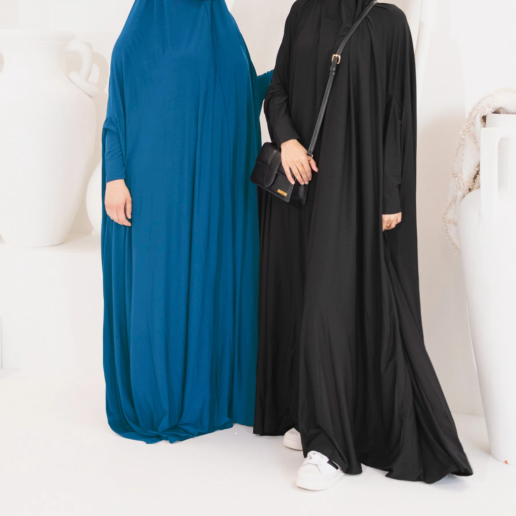 Modest Full Coverage Hijab Abaya For Muslim Women Dress Prayer Clothing Islamic Lady Batwing Loose Abaya Robe LR628