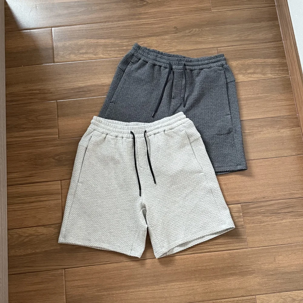 Breathable Knitted Shorts Casual Sporty Loose Commute Friendly Pure Color Polyester Cotton Blend Men's Summer Shorts