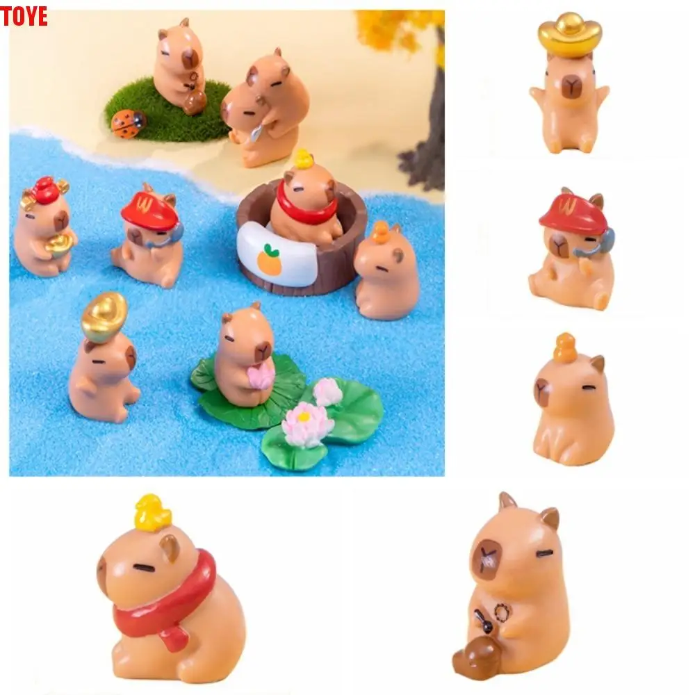 Micro Landscape Mini Capybara Ornament Figure Model Capybara Figure Toys Mini Cute Capybara Resin Ornaments Kid Toys