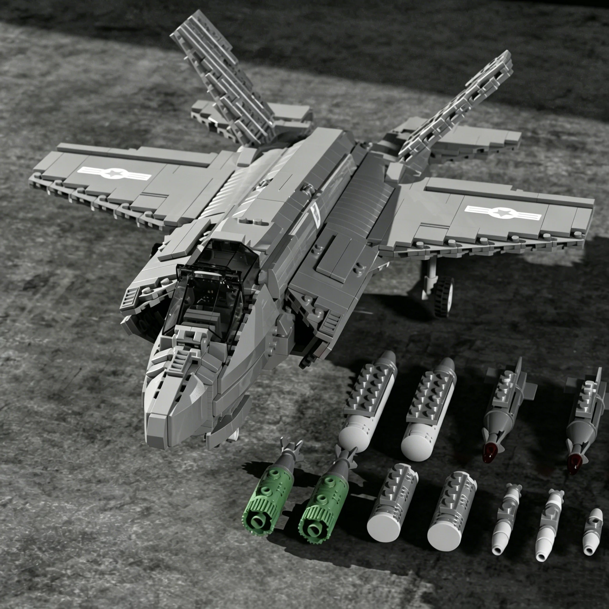 F-35 Lightning II Fighter Jet Building Blocks Stealth Fighter Military Model Bricks With Crew Figures Desktop Decor Diy Toy Gift