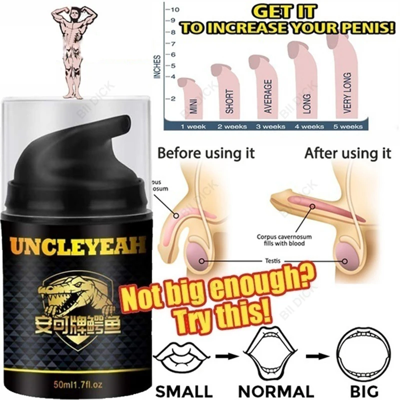 50ML Crocodile Ointment Penis Enlargement Cream Sex Lubricant Increase Big Cock Growth Ejaculation Delay Sex Product for Men