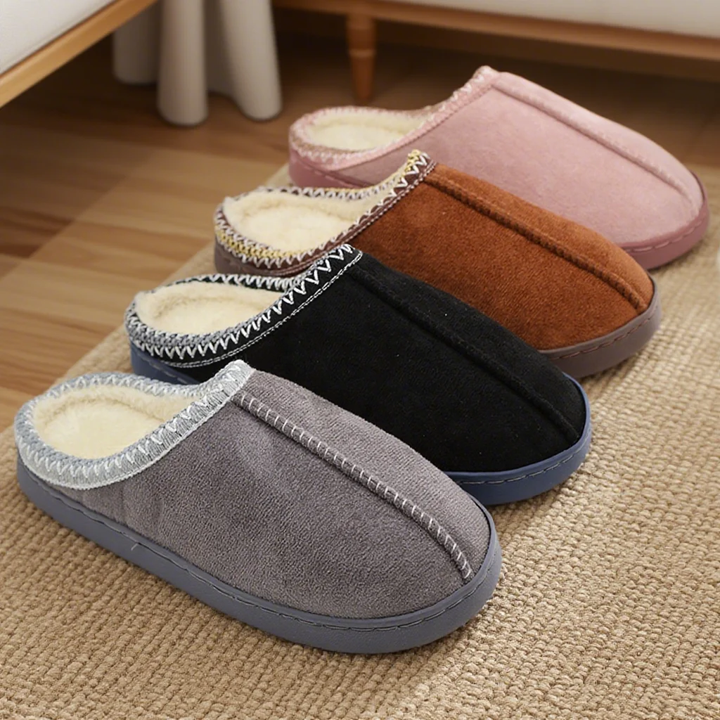 Zapatillas de algodón para otoño e invierno, hogar, interior, suela gruesa, antideslizante, engrosada, hogar, pareja, cálido, forro polar, suela suave, cálida