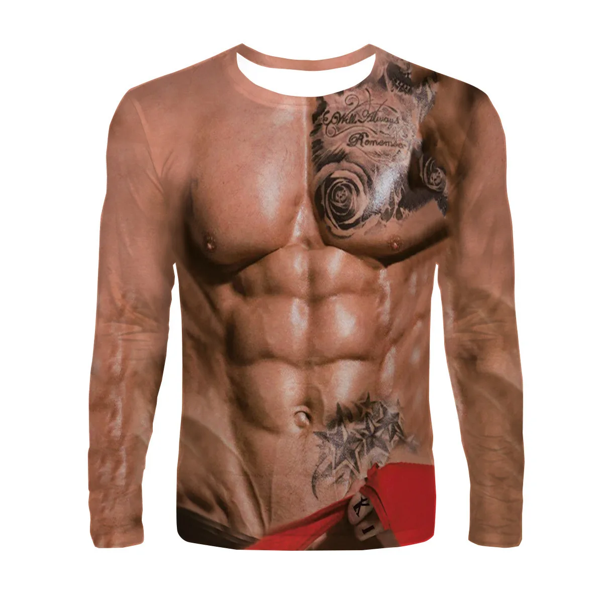 Fake Muscle Funny 3D Print T-Shirt Men Women Fashion O-Neck Hip Hop Long Sleeve Tshirts Oversized Harajuku Tees Top Man Clothing