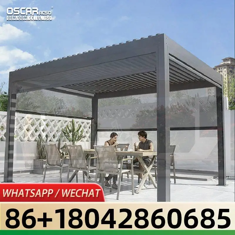 

Современная уличная алюминиевая водонепроницаемая жалюзи на крыше, металлическая садовая беседка на заказ для заднего двора, патио, беседка у бассейна