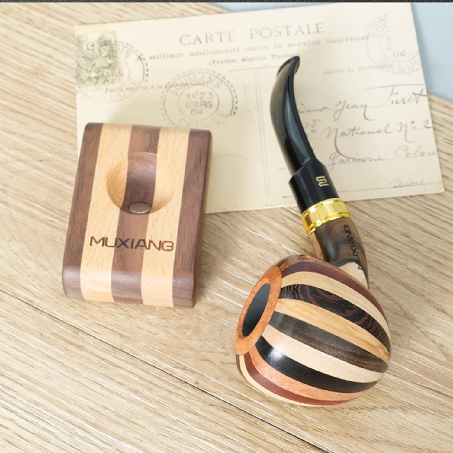 أنبوب التبغ MUXIANG أنبوب خشب براير أنبوب منحوت يدويًا أنبوب ربط الخشب المستورد يحتوي على أنبوب بريار الخشبي الممتاز #3