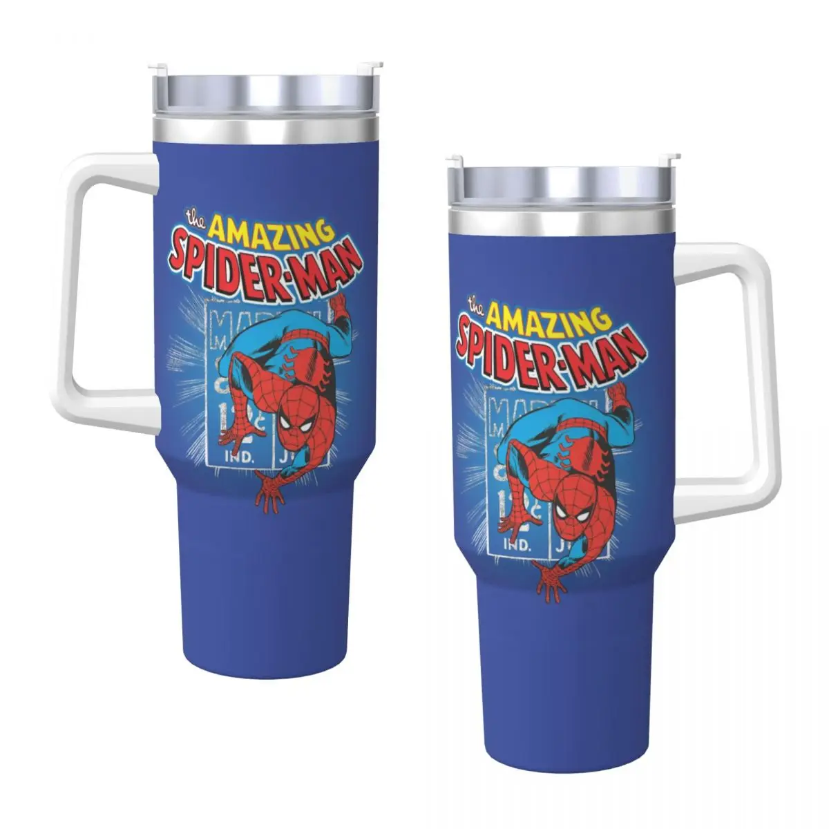 Spider Man Retro Stainless Steel Tumbler Thermal Cups With Straws and Lid Large Capacity Mugs Cup Cold and Hot Water Bottle