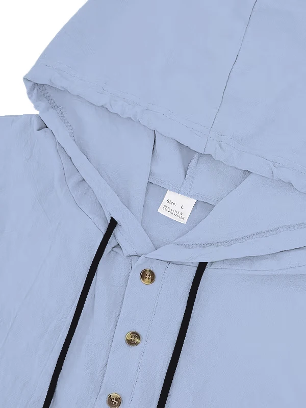 Herren Baumwoll-Leinen Kapuzen-Henley-Shirt Pullover Atmungsaktiv Bequem Neuer Stil Vielseitige Freizeitkleidung – Detail 32