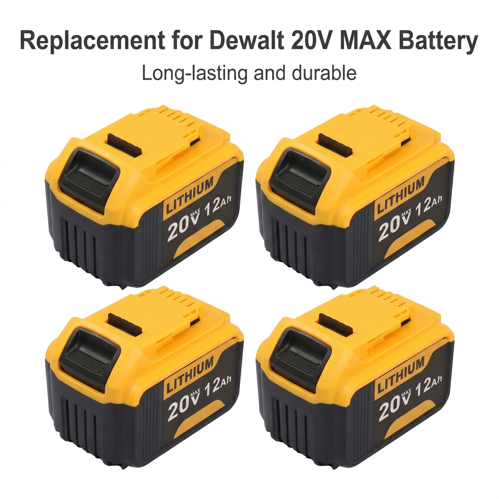 

4pack Replacement for Dewalt 20V Max batteries, high-capacity lithium-ion replacement batteries compatible with DCB205, DCB206,