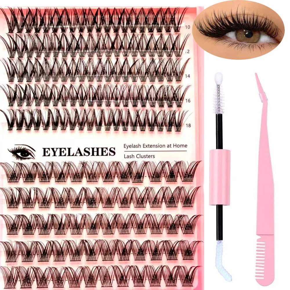 Hot Selling DIY Mix Clusters False Eyelashes Kit with Lash Bond & Seal and Tweezers for Daily Makeup Party Look