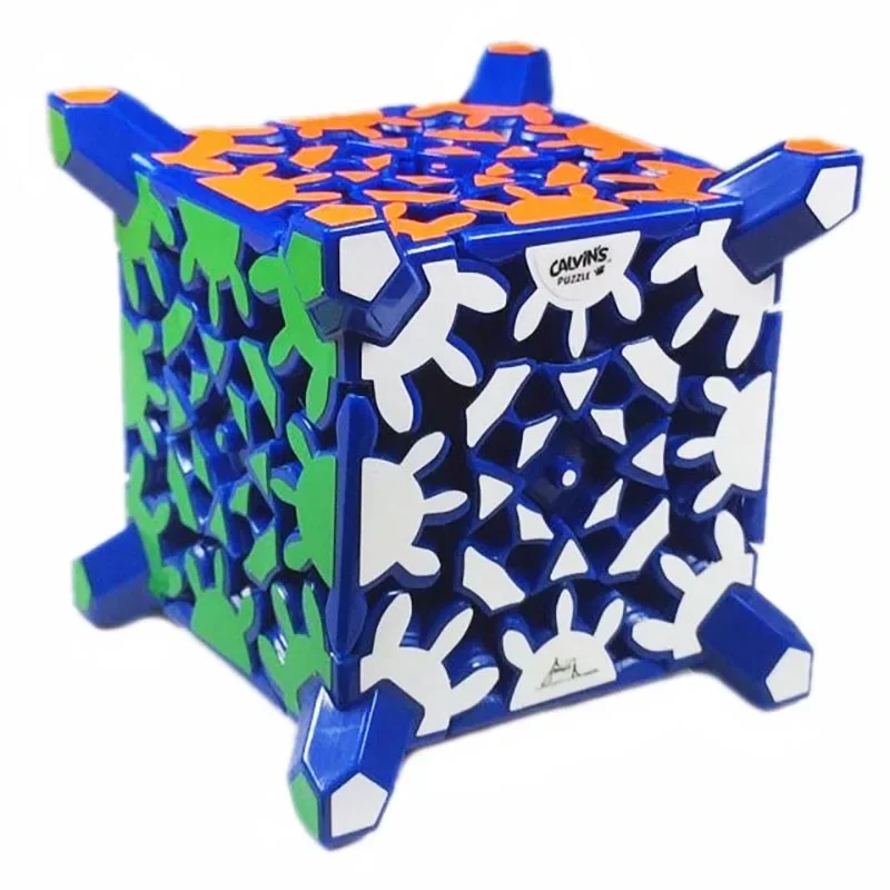 Calvin's Puzzle 3x3 Gear Cube, Extreme Gear, Oblique Turn Cube, Corner Magic, Blue Limited Edition, High Difficulty, Alien Toy