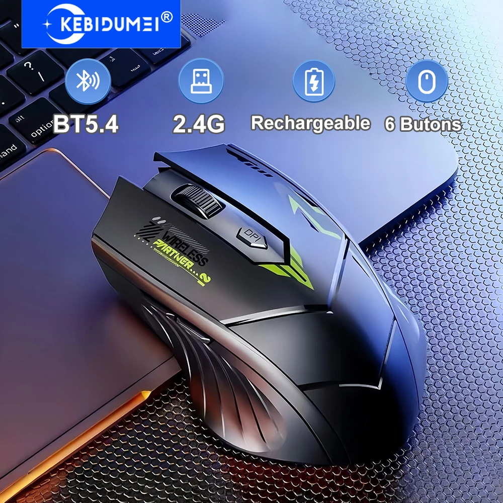 Dual-Mode Mouse Bluetooth 5.4 Mouse 6 Buttons 2.4G Wireless Mouse Rechargeable Gaming Mouse Office Mice For PC Laptop Macbook