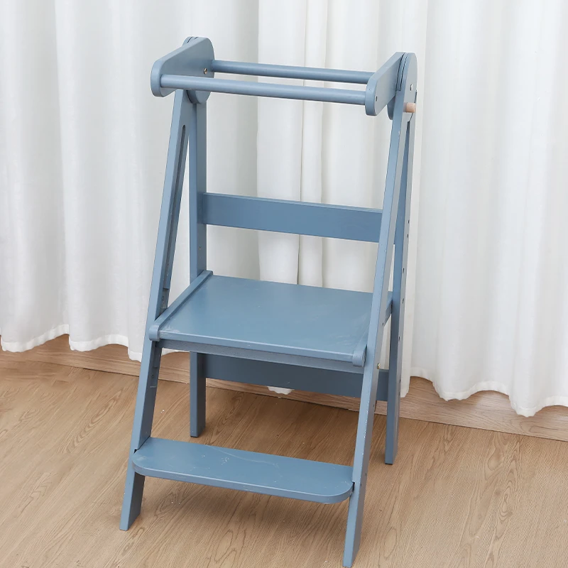 Birch Multi-Layer Footstool  Foldable Baby Step Stool  Adjustable Climbing Ladder with Anti-Slip Handle for Nursery  Kitchen