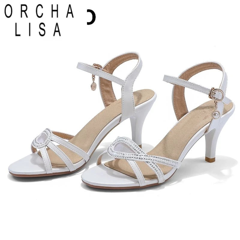

ORCHA LISA Design Sweet Женские сандалии на тонком каблуке 7 см с пряжкой и ремешком Crystal Plus Размер 41 42 43 32 Модная женская обувь для свиданий