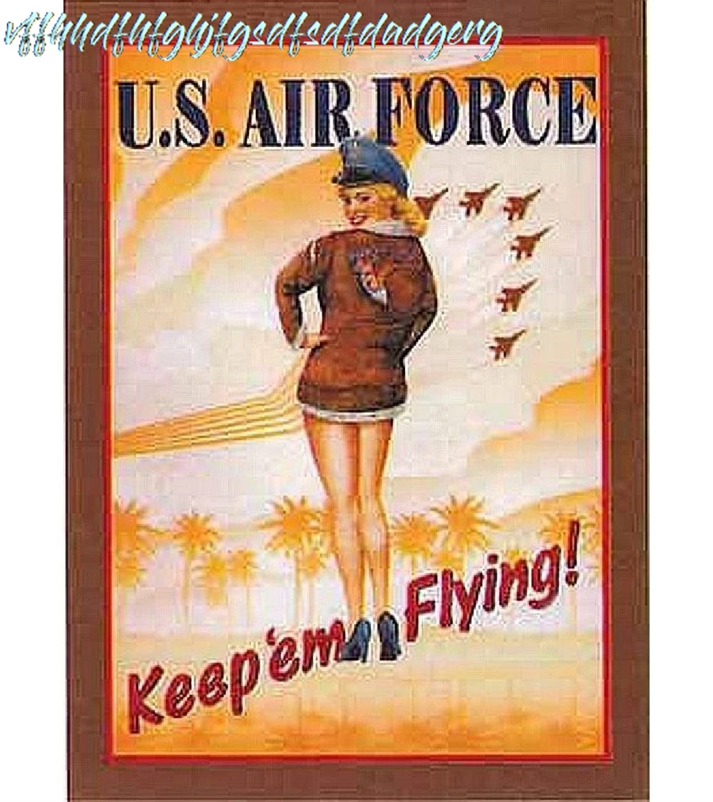 Signs 4 Fun SIGGP01 Air Force Girl-Keep em Flying Metal Sign, Brown sign